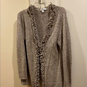 Christopher & Banks Ruffled Cardigan Sweater - Tan